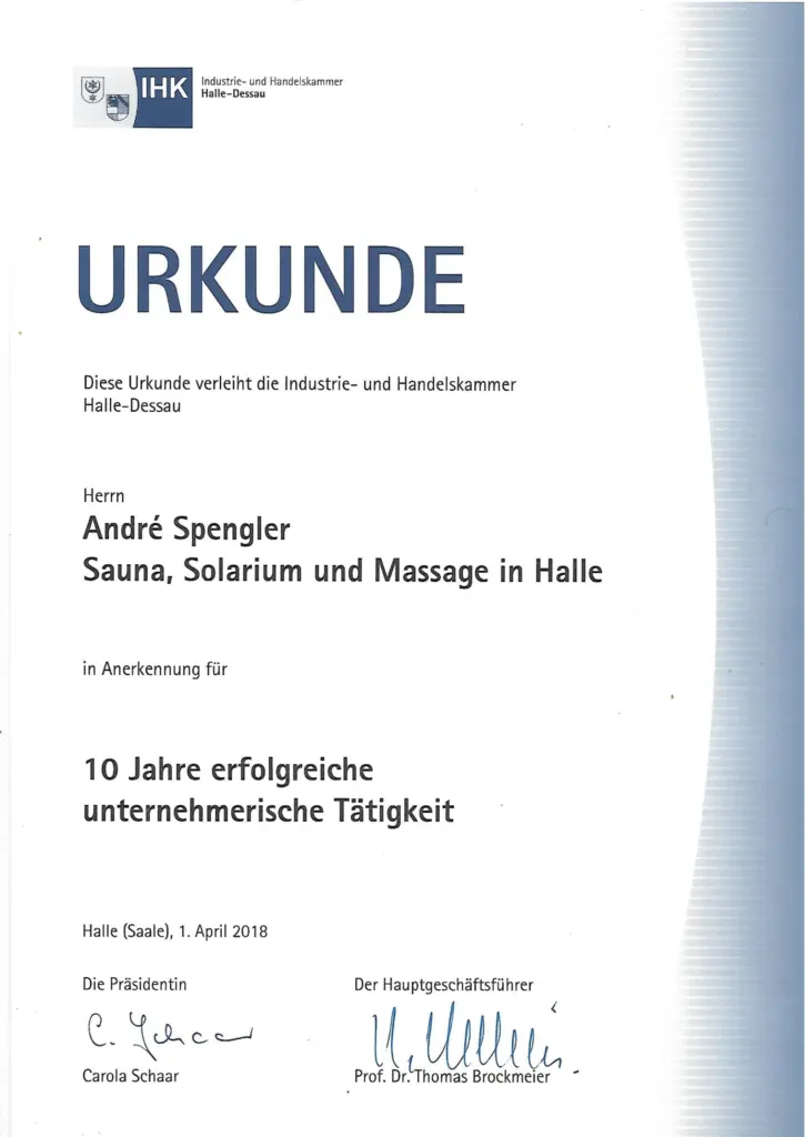 urkunde jubilaeum 10 jahre